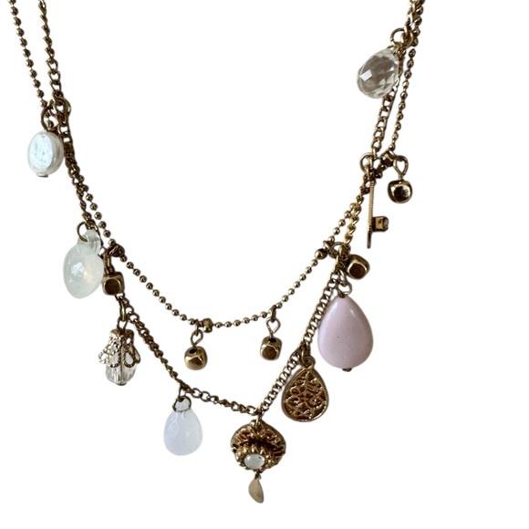 Elegant Gold and Pink Multi-Charm Necklace - Picture 2 of 5